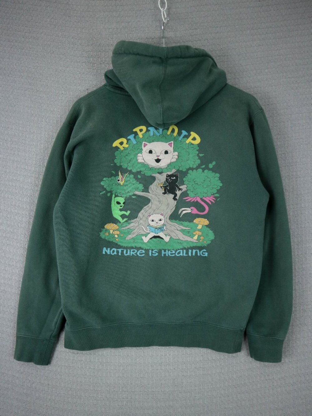 RIPNDIP Nature is Healing Green Cotton Hoodie Pullover Mens Medium